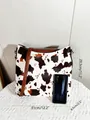 Retro shoulder tote bag with multi-zipper pockets and tassels dimensions measurement - Cow Brown Shoulder Bag