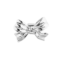 Elegante broche de lazo de metal plateado con acabado pulido y diseño minimalista para mujer - Plateado