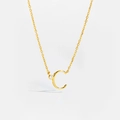 Minimalist S925 sterling silver golden letter C pendant necklace with zircon stone - Letter C