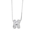 Silver initial necklace with letter H pendant inlaid with sparkling white cubic zirconia - Letter H / Silver