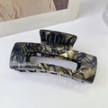 Large square tortoiseshell hair claw clip in dark forest marble acetate for women - 4# Large Rectangular Claw Clip / 10cm*4.5cm