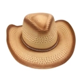 Bohemian gradient cowboy straw hat with beaded band and wide brim in dark brown - Off-white 2 (Center Rhinestone)