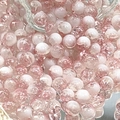 Pink and white gradient crackle glass round beads for DIY jewelry making - 10MM Semi-white Crackle Pink