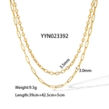 Double layered 18K gold stainless steel chain necklace with paperclip and link style - Double Layer Wide Chain Style (YYN023392)