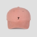 Close-up of cotton baseball cap with number 7 embroidery and reinforced stitching - M (56-58cm) / Pink