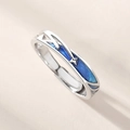925 silver adjustable ring featuring a shooting star design with blue enamel gradient - Adjustable Open / Meteor Couple Ring Male