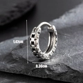 Orecchino a ferro di cavallo in acciaio inossidabile argento con catena punk e rivetti - Stile Rivetto a Catena (S399)