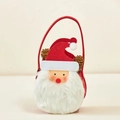 Felt Christmas gift bag with a plush Santa Claus face and a fuzzy white beard - Round Beard Santa Claus Style