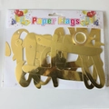 Shiny gold metallic Happy Birthday letter banner in retail packaging with hanging string - Old Style Gold Joined Letters