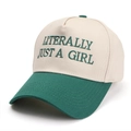 Berretto da baseball bicolore beige e verde con ricamo Literally Just A Girl - Regolabile / Verde