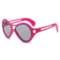 Gafas de sol de fiesta rosa de gran tamaño con patillas geométricas y detalles en azul - Marco Rosa Rojo Lentes Grises