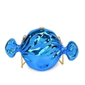Chic candy-shaped hard shell clutch in metallic electroplated blue with gold chain - Blue