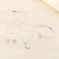 Three-piece silver angel silhouette jewelry set including necklace, bracelet, and stud earrings - Steel Color (Necklace+Bangle+Earrings)