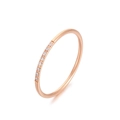 Minimalist rose gold titanium steel ring with sparkling pave cubic zirconia accents - Rose Gold (KR106516-K)