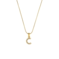 Elegant gold snake chain necklace with pearl-inlaid letter C pendant for women - Letter C