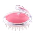 Pink silicone scalp massage brush with clear ergonomic handle for deep hair cleaning - Pink