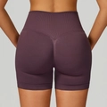 Nahtlose High-Waist Yoga Biker Shorts in Dunkellila mit Scrunch Butt Lifting-Effekt - S / Pflaumenlila