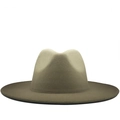 Classic khaki wool felt jazz fedora with wide brim and dented crown for men and women - Plain / Army Green