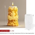 Stampo in silicone cilindrico e candela gialla con rilievo di foglie d'acero - Cilindro foglia A
