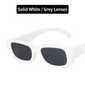 Retro small square sunglasses with solid white frame and dark gray lenses for street style - Solid White Frame Gray Lens