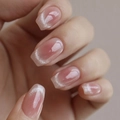 Kurze Ballett-Kunstnägel in Nude-Rosa mit silbernem Katzenaugen-Glitzer-Verlauf - Rosa Ombre Katzenauge (JP4071)
