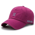Dunkelmagenta Baumwoll-Basecap mit besticktem H-Logo und gebogenem Schirm - Verstellbar / Rosarot
