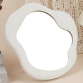 Irregular cloud-shaped vanity mirror in cream white finish with thick wavy frame - Irregular Arc Makeup Mirror White