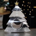 Silver Christmas tree gift box with star topper and transparent circular window display - Christmas Tree Apple Box-Silver / 5 Pcs/Pack