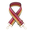 Adjustable wide replacement strap with colorful glitter stripes and gold metal hardware - Rainbow Style 6 + Gold Buckle
