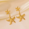 Boucles d'oreilles étoile de mer dorées à l'or 18 carats sur tissu en soie - Boucles d'Oreilles Étoile de Mer (QYG379) / Doré