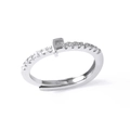 Silver letter F ring with sparkling crystals on band plated in premium finish - Letter F