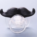 Funny baby pacifier with a black silicone mustache design and transparent handle - Black Tycoon Mustache - Style C