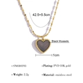 Collana in acciaio inossidabile dorato con ciondolo a cuore e intarsio in conchiglia nera - Oro/Madreperla Nera