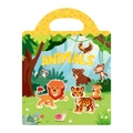 Portable animal sticker book for kids with lions and tigers on colorful forest cover - New Animal Style