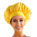 Vibrant yellow satin sleep bonnet for hair care with wide elastic band for women - Yellow