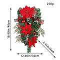 Ghirlanda natalizia con fiori rossi e luci LED, dimensioni 48x32cm mostrate in dettaglio - Z1-39 Stella di Natale Addobbo a Goccia