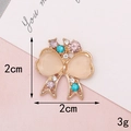Apricot bow jewelry charm with pink and teal crystals for DIY accessories decoration - D627 Heart Bowknot