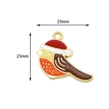 Christmas bird enamel charm pendant with red hat and gold trim size 23x25mm - 4# Red Hat Sparrow