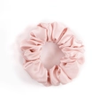 Pink 100% mulberry silk scrunchie with a glossy finish on a white background - 3.5cm/19 Momme / Lotus Pink