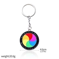 Rainbow spinner metal keychain with Let's Circle Back text and colorful wheel design - Rotating Pinwheel (K00791)