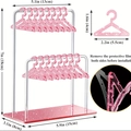Pink glitter acrylic earring organizer with mini hangers for jewelry display and storage - Double Layer Glitter Pink