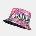 Cappello da pescatore rosa reversibile con graffiti pop art e vivaci motivi a fumetti - M(56-58cm) / Graffiti Rosa / Nero (Colore 1)