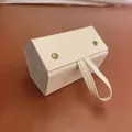 Cream white hexagonal foldable PU leather sunglass organizer box with handle and snaps - Off-White (Multi-Slot)