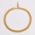 Detailed close-up of golden chunky Cuban chain necklace with adjustable lobster clasp - Gold Color Necklace (11mm)