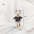Handmade wool felt reindeer figure in brown sweater on wooden base, 17cm Christmas decor - Style 4-Coffee Sweater White Reindeer (17cm)