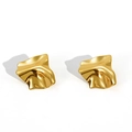 Modern 18K gold plated stainless steel stud earrings with irregular wave pattern - Irregular Wave Design / Gold