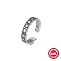 Vintage S925 sterling silver open ring featuring hollow star pattern and retro silver finish - Hollow Star