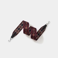 Ethnic wide woven bag strap with red and navy geometric diamond pattern and silver clips - Width 5cm Length 100cm / Black Strap Gold Buckle
