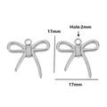 Silver stainless steel bow pendant charms for DIY jewelry 17mm x 17mm size detail - Style 20 / Steel