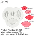 Lip shaped white silicone mold for Valentine's cake, chocolate and candle making - Lip Grooved Style (15-371) / Gray
